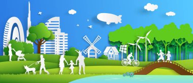 Doğa cityscape arka plan ve çevre dostu kavramı.