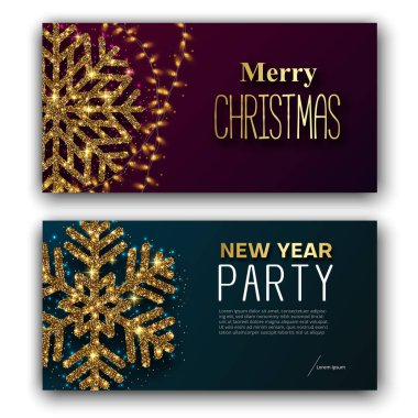 Neşeli Noel ve mutlu yeni yıl tebrik kartı ve parti invit