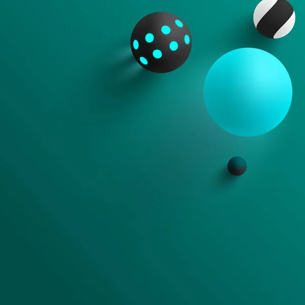 Grön bakgrund med färgglada 3d bollar. — Stock vektor
