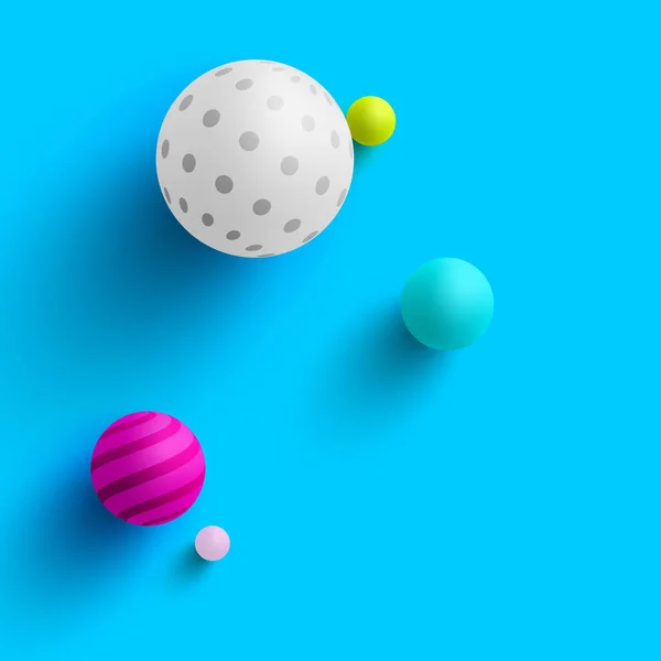 Fond bleu avec des boules 3D colorées . — Image vectorielle