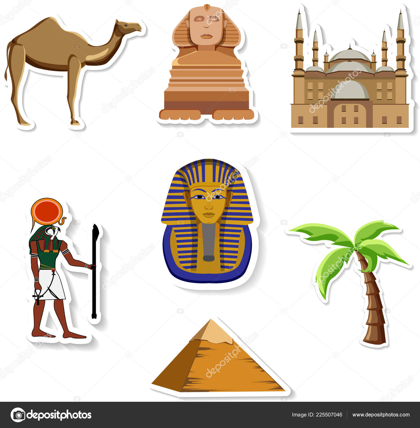 Egypt traditional stickers isolated on white. Stock Vector Image by