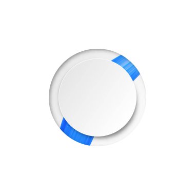 Beyaz arka plan mavi dekorasyon ile yuvarlak.