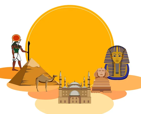 スフィンクスとピラミッド エジプトの背景. — ストックベクタ