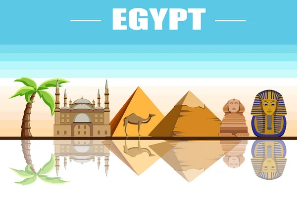 スフィンクスとピラミッド エジプトの背景. — ストックベクタ