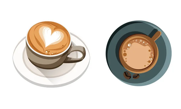 Tasses de café isolées sur blanc . — Image vectorielle