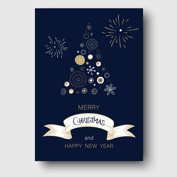 Joyeux Noël et bonne année carte de vœux avec résumé C — Image vectorielle