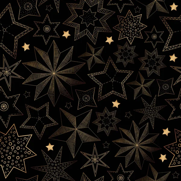 Patrón sin costura abstracto negro y dorado para Navidad y Nuevo — Vector de stock