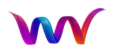 Beyaz arka plan üzerinde renkli sarmal fırça darbesi.