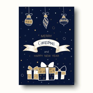 Soyut C neşeli Noel ve mutlu yeni yıl tebrik kartı