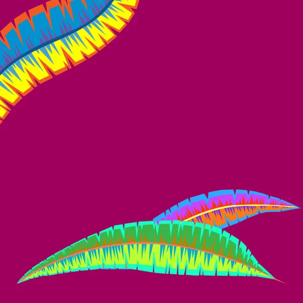 明るいカラフルな羽とピンク カーニバル背景. — ストックベクタ