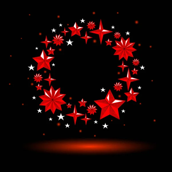 Schwarzer Neujahrshintergrund mit rotem Weihnachtskranz. — Stockvektor