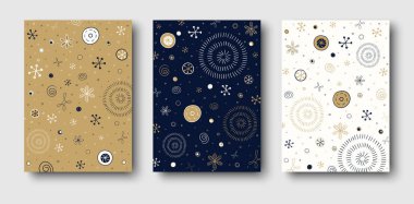 Soyut kartları veya Noel ve yeni yıl Aralık için desenler kümesi