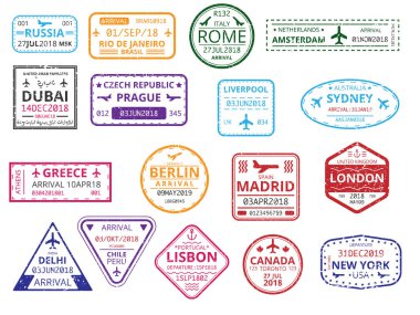 Pasaport izole beyaz backgro üzerinde renk sınır özel pullar