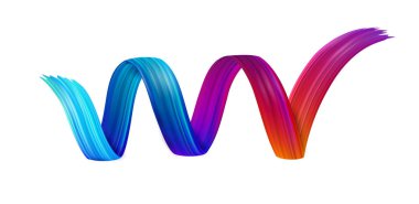 Beyaz arka plan üzerinde renkli sarmal fırça darbesi.