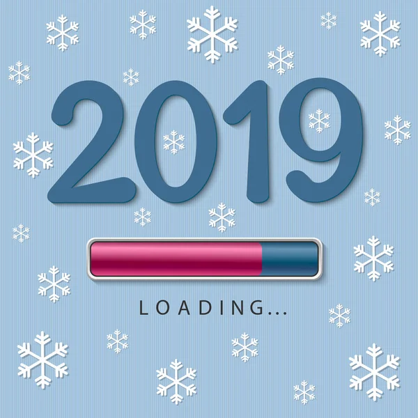 進行状況表示にグリーティング カードを読み込み幸せ新しい年 2019 年 — ストックベクタ