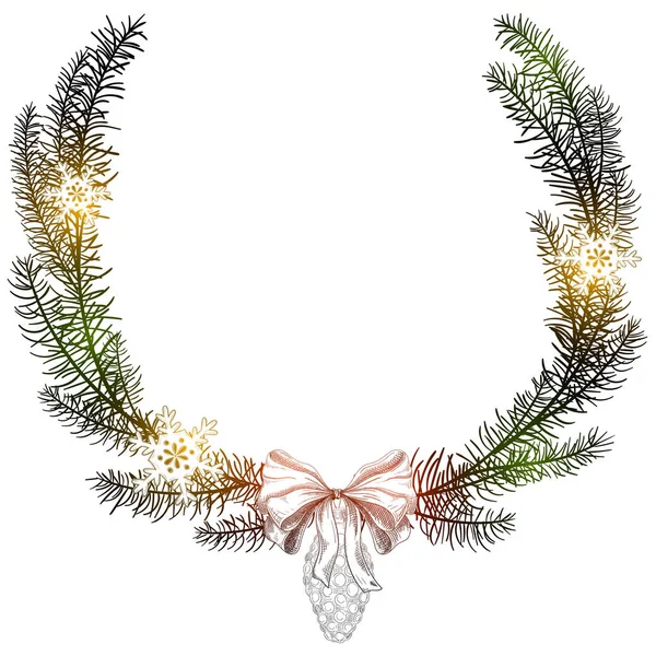 Vit jul bakgrund med dekorativa fir grenar. — Stock vektor