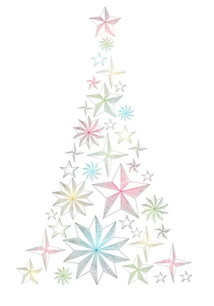 Fond blanc du Nouvel An avec arbre de Noël coloré . — Image vectorielle