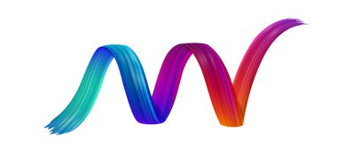 Beyaz arka plan üzerinde renkli sarmal fırça darbesi.