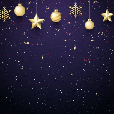 Noel ve yeni yıl arka plan altın Noel topları ile bir