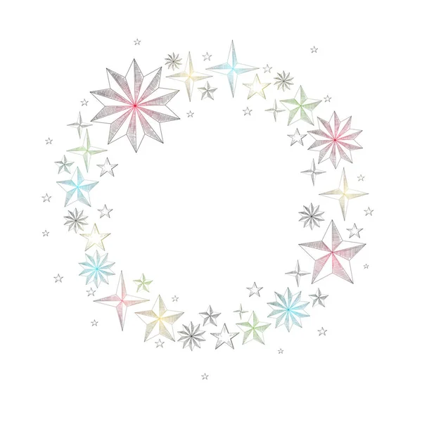 Fondo blanco de Navidad y Año Nuevo con estrellas coloridas . — Vector de stock