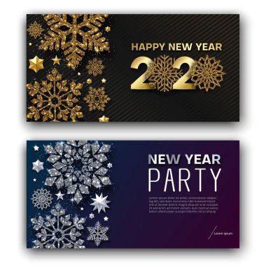 Mutlu yeni yıl 2020 tebrik kartı ve parti: Davetiyeli