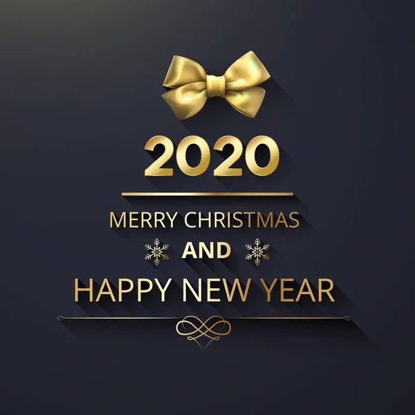Grigio Buon Natale e Felice Anno Nuovo 2020 carta con oro sati — Vettoriale Stock