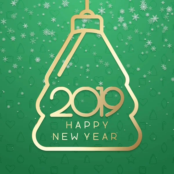 Vert Bonne année 2019 carte de vœux avec résumé d'or Chr — Image vectorielle