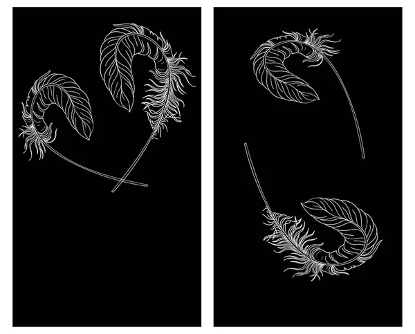 Zwarte carnaval achtergronden met witte veren. — Stockvector