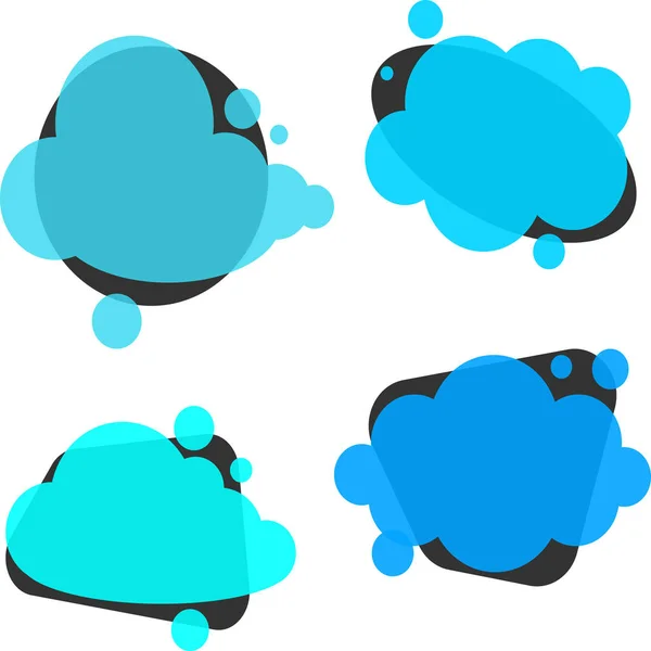 Blue cloud label templates isolated on white. — Stock Vector