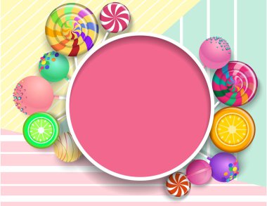 Yuvarlak pembe renkli lolipop ile.