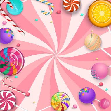 Çizgili pembe renkli lolipop ile.