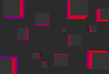 Pembe geometrik 3d ile siyah arka plan deseni cubes.
