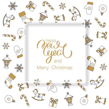 Noel ile neşeli Noel ve mutlu yeni yıl tebrik kartı 