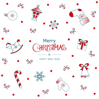 Noel ile neşeli Noel ve mutlu yeni yıl tebrik kartı 