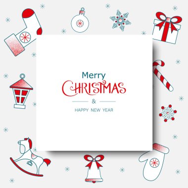 Noel ile neşeli Noel ve mutlu yeni yıl tebrik kartı 