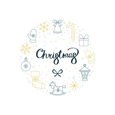 Neşeli Noel ve mutlu yeni yıl kartı ile tatil dekorasyon