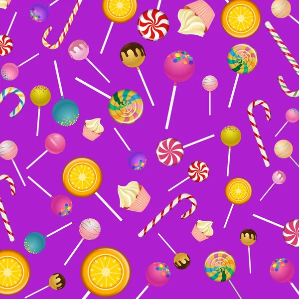 Fond lilas avec motif sucette couleur . — Image vectorielle
