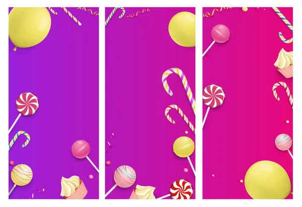 Pink and purple backgrounds with color festive pattern. — Stock Vector