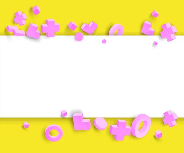 黄色和白色背景与粉红色几何3d 数字. — 图库矢量图片