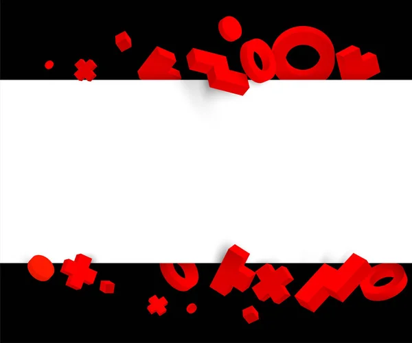 Černé a bílé pozadí s červenými geometrické 3d postavy. — Stockový vektor