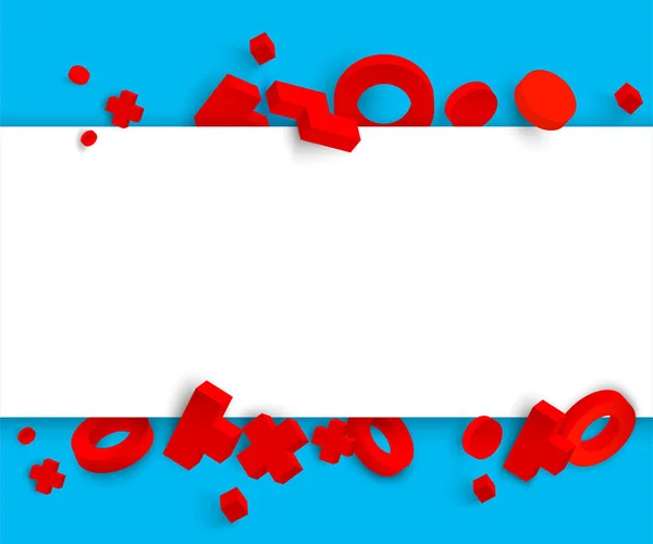 Modré a bílé pozadí s červenými geometrické 3d postavy. — Stockový vektor