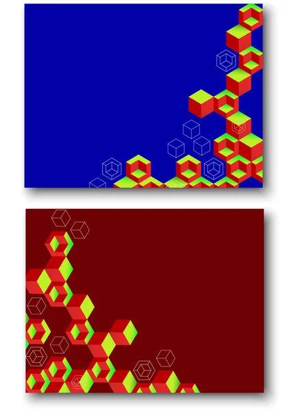 Kék és piros háttér, absztrakt, geometrikus mintázattal. — Stock Vector