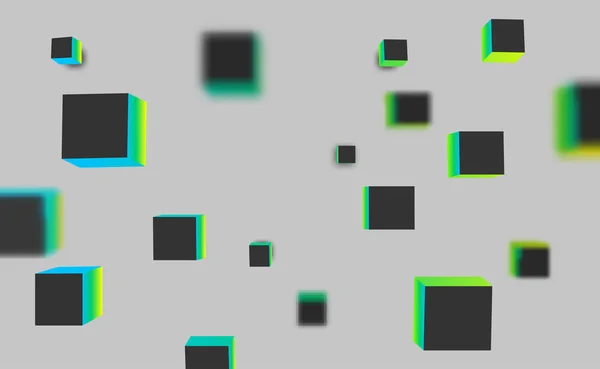Fondo gris con patrón de cubos 3D geométricos verdes . — Archivo Imágenes Vectoriales