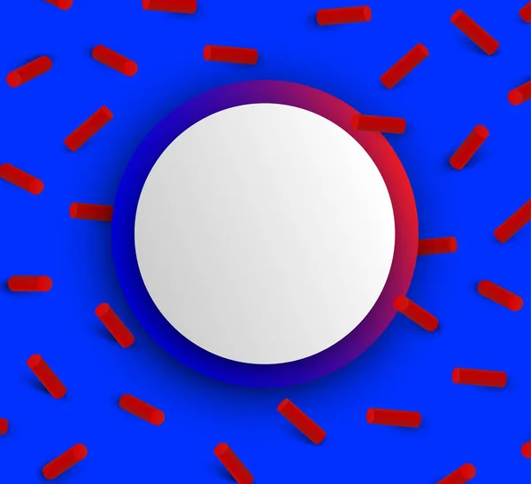Синий круглый текстурированный фон с красным трехмерным геометрическим узором . — стоковый вектор