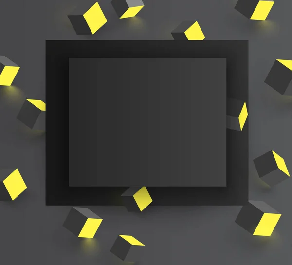 灰色背景与黄色几何3d 立方体样式. — 图库矢量图片