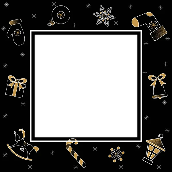 Χριστούγεννα και Πρωτοχρονιά φόντο με τετράγωνο πλαίσιο και ΧΡ — Διανυσματικό Αρχείο