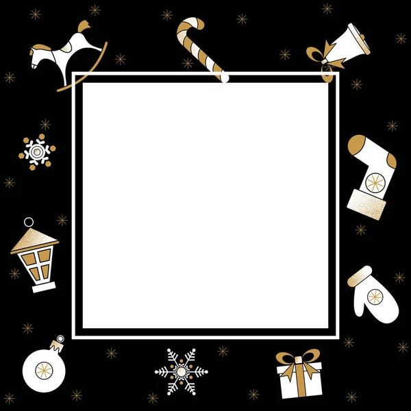 Weihnachten und Neujahr Hintergrund mit quadratischem Rahmen und Weihnachten — Stockvektor