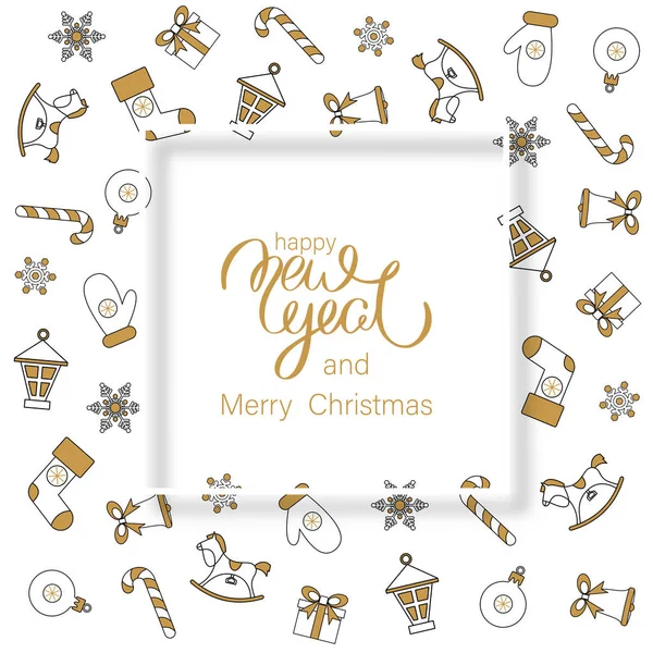 Noel ile neşeli Noel ve mutlu yeni yıl tebrik kartı 