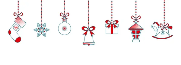 Bannière blanche de Noël et de Nouvel An avec la décoration de vacances de couleur — Image vectorielle