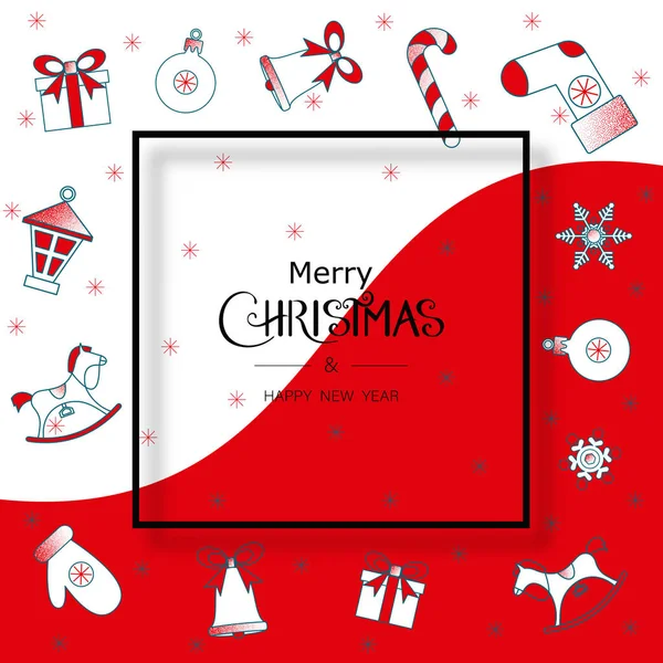 İsa ile kırmızı mutlu Noeller ve mutlu yeni yıl tebrik kartı